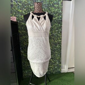 Elegant Cream Lace Halter Dress 97